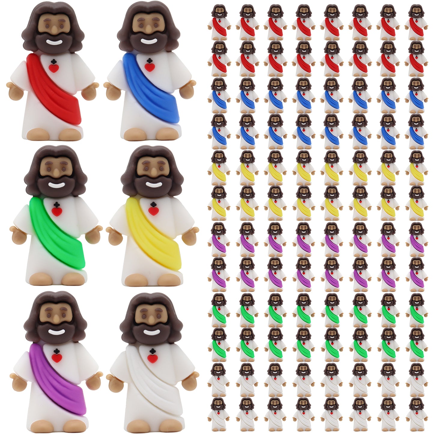 Little Jesus Figures with Heart and Cross-Brown