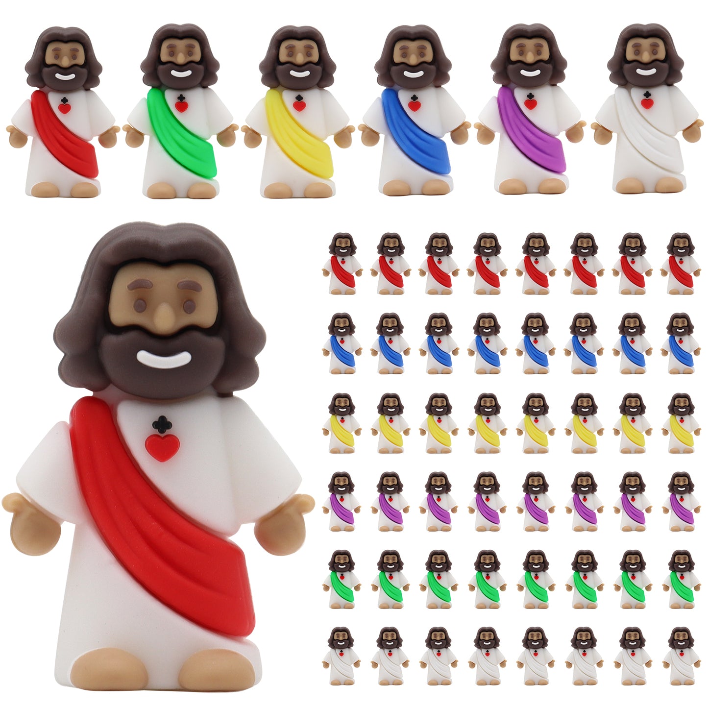 Little Jesus Figures with Heart and Cross-Brown