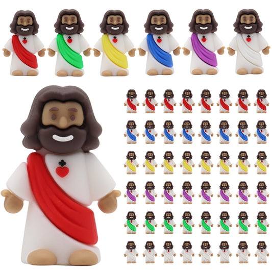 Little Jesus Figures with Heart and Cross-Brown