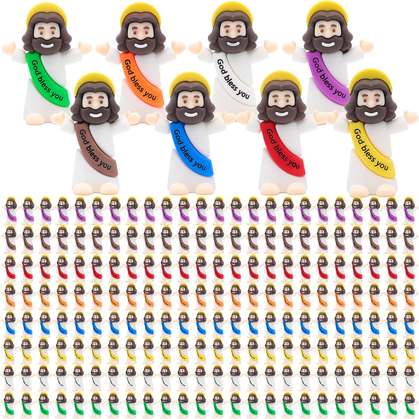 Little Jesus Figures with halo and Words-White