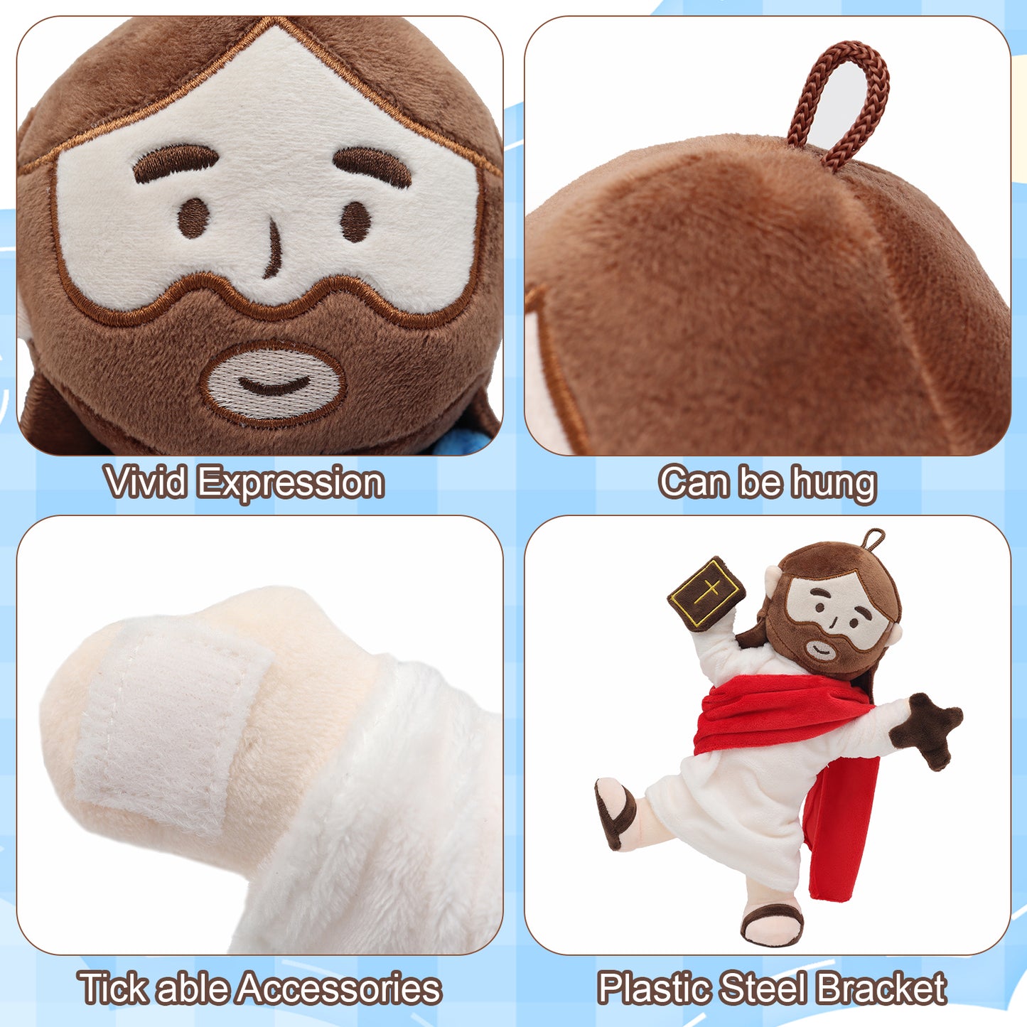 Jesus Plush with Jointed Skeleton-Blue/Red