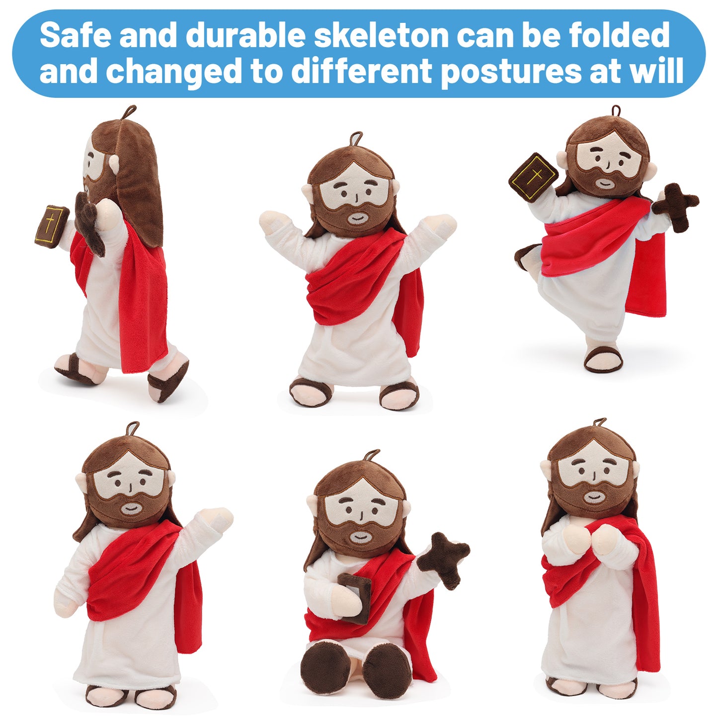 Jesus Plush with Jointed Skeleton-Blue/Red