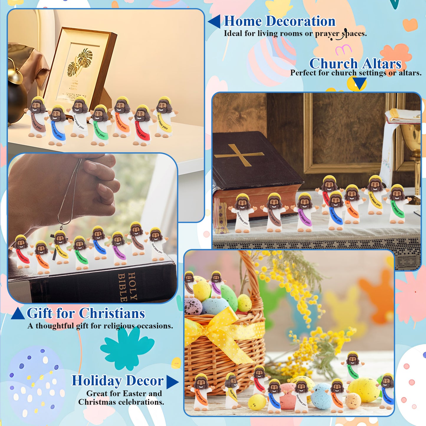 Little Jesus Figures with halo and Words-Brown