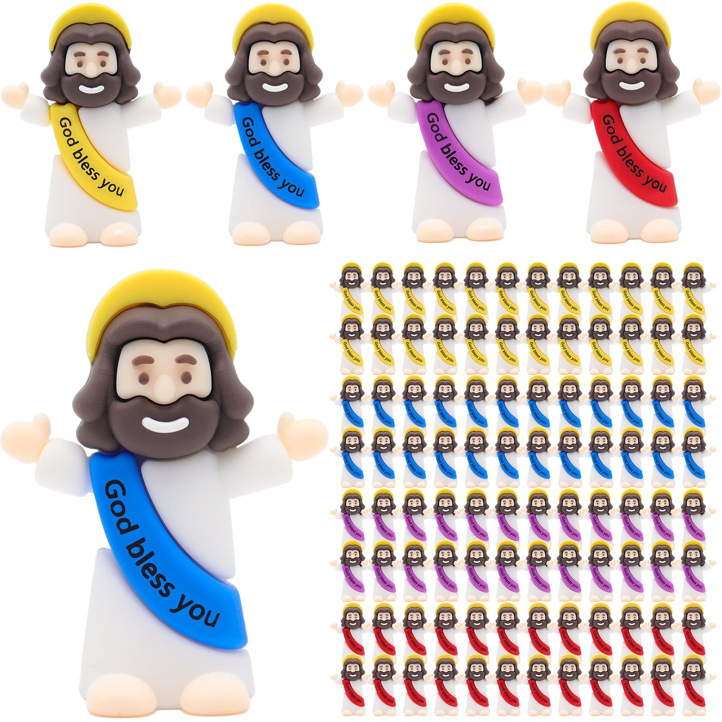 Little Jesus Figures with halo and Words-White