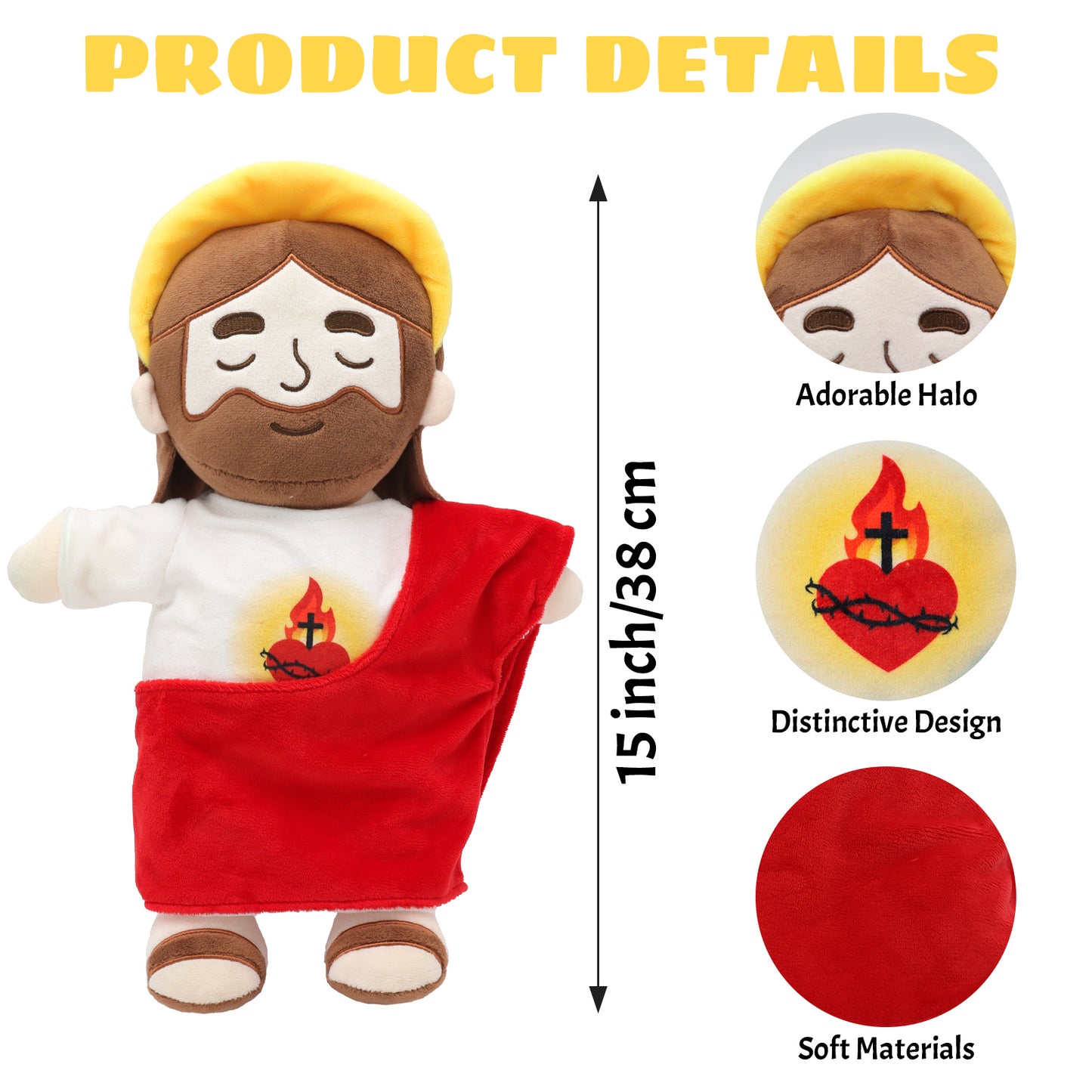 Breathing Jesus Plush Toy with Yellow Halo