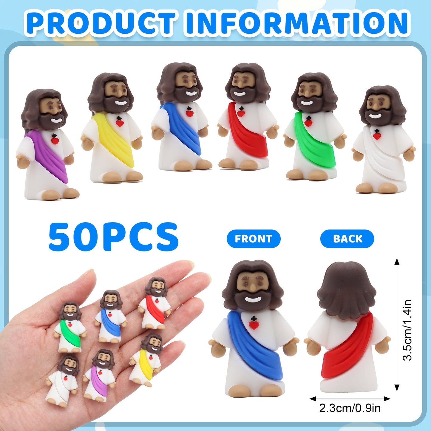 Little Jesus Figures with Heart and Cross-Brown