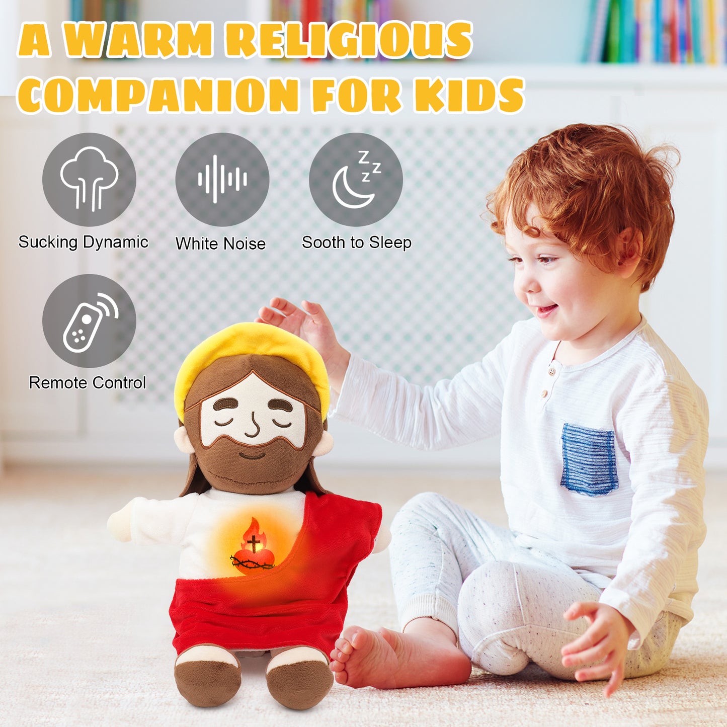 Breathing Jesus Plush Toy with Yellow Halo