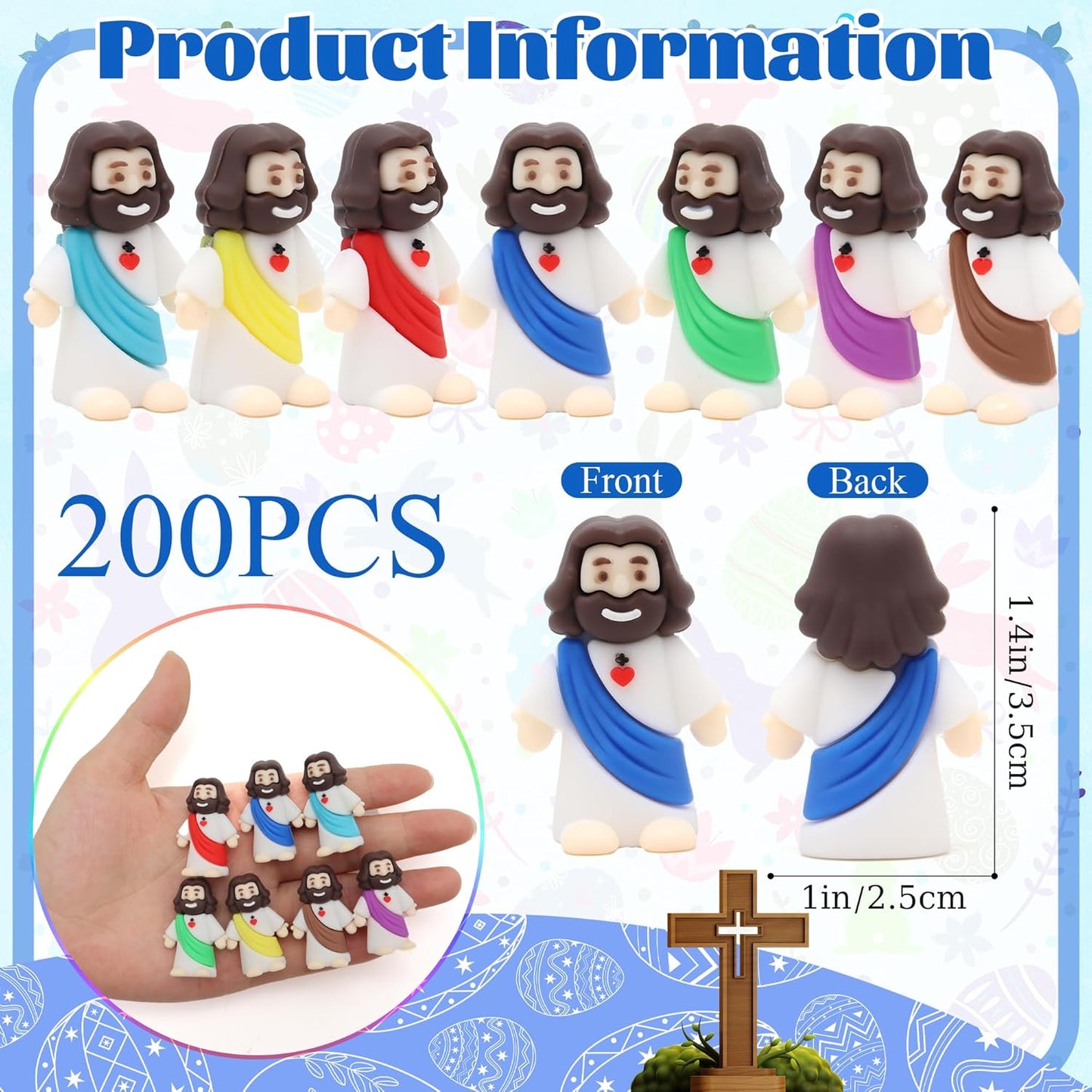 Little Jesus Figures with Heart and Cross-White
