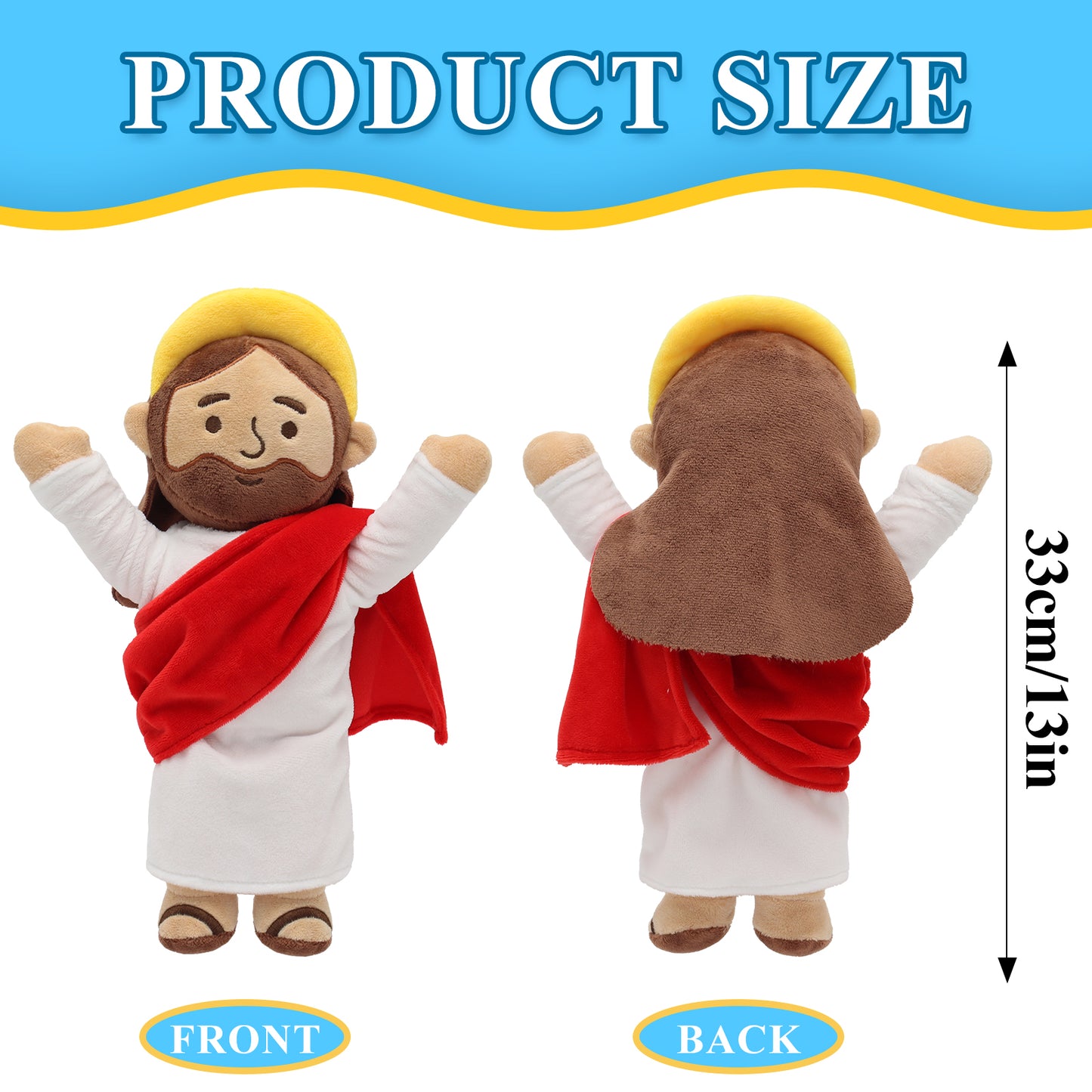 Red Jesus plush with Hands Upwards-White/Brown