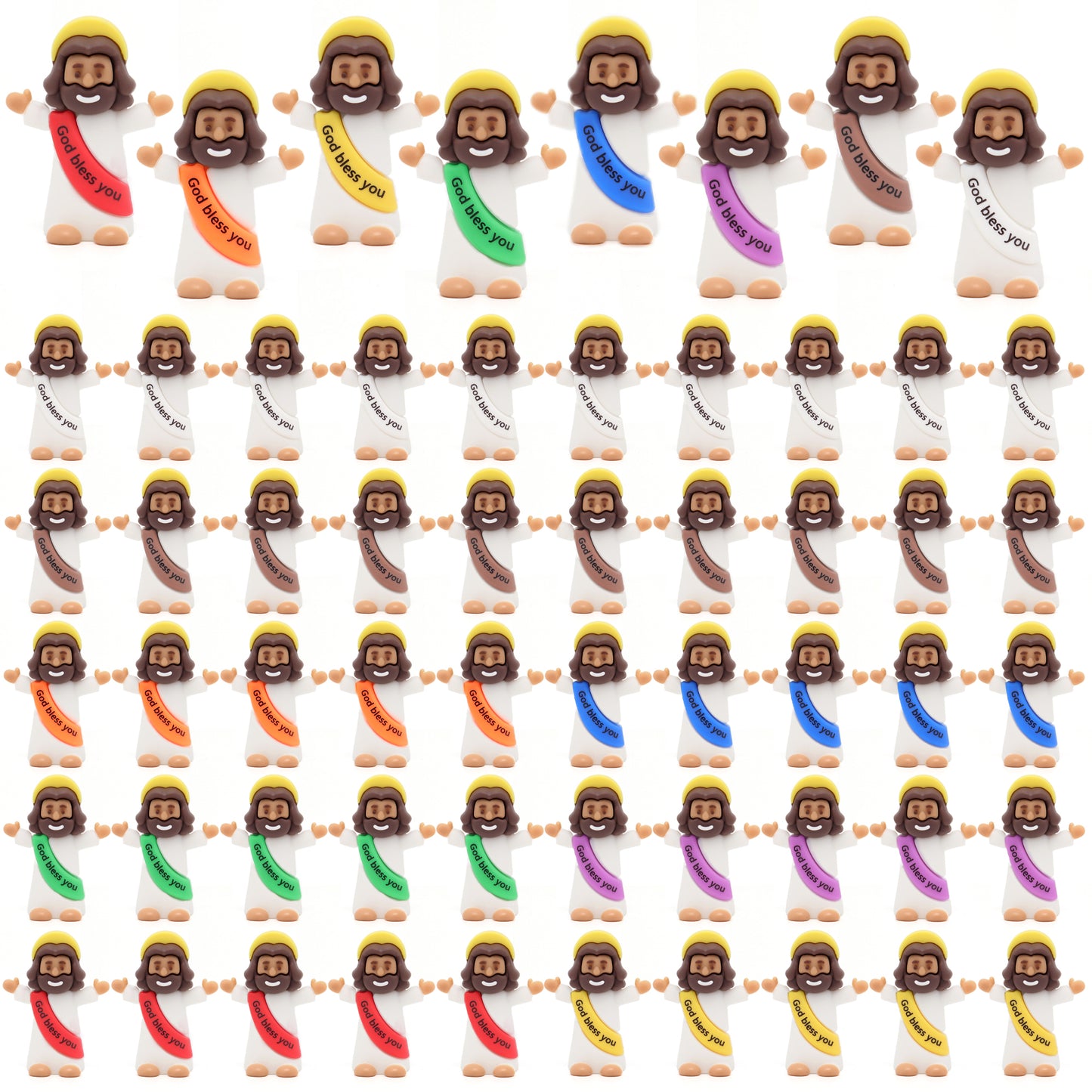 Little Jesus Figures with halo and Words-Brown