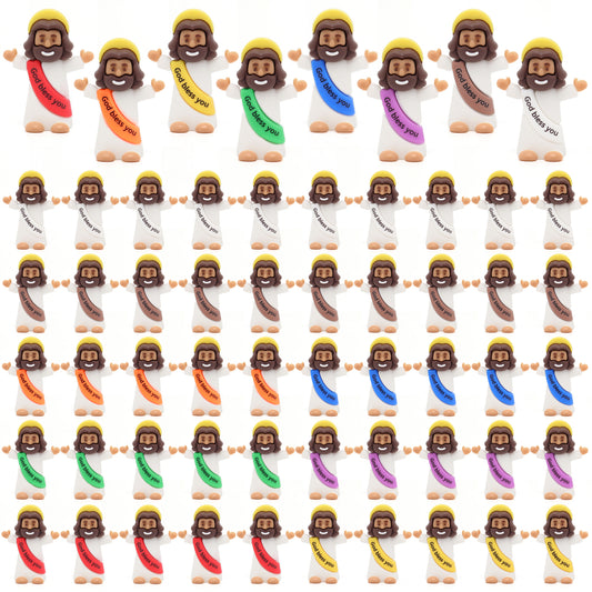 Little Jesus Figures with halo and Words-Brown