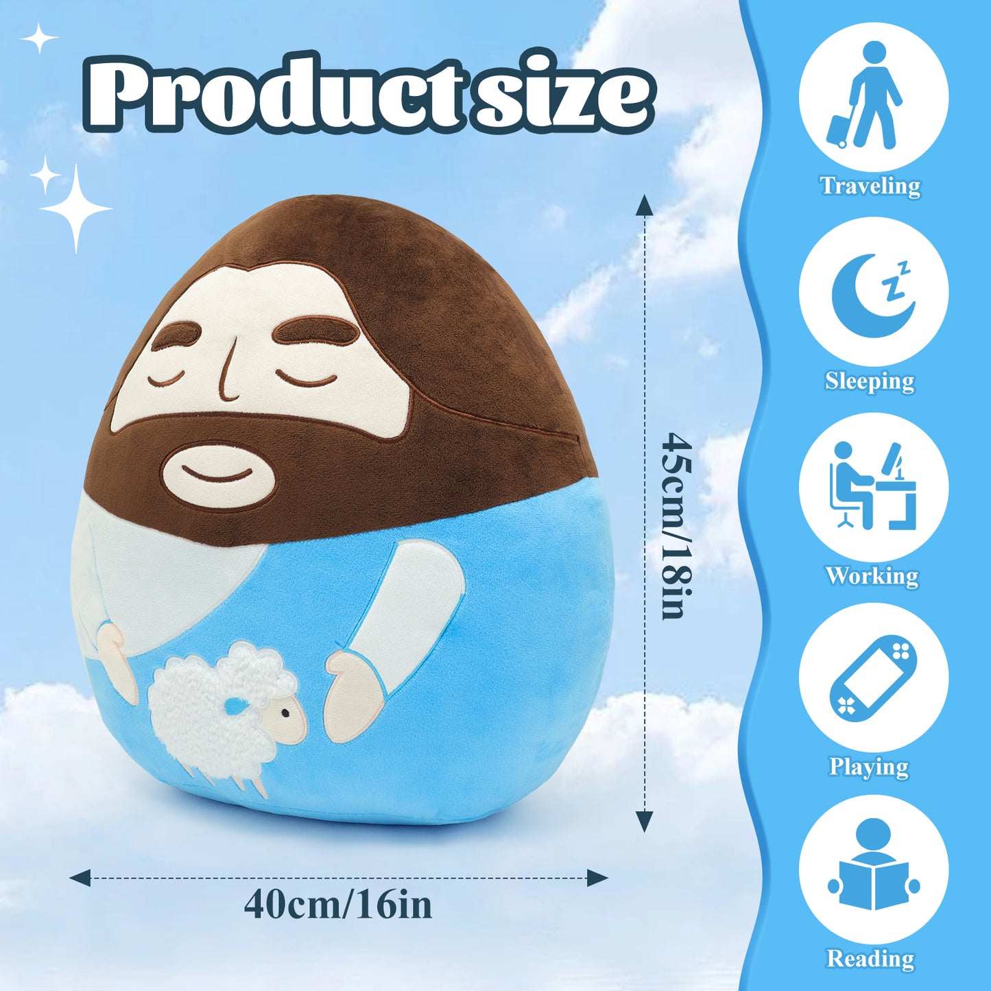 Jesus Plush Pillow with Lamb