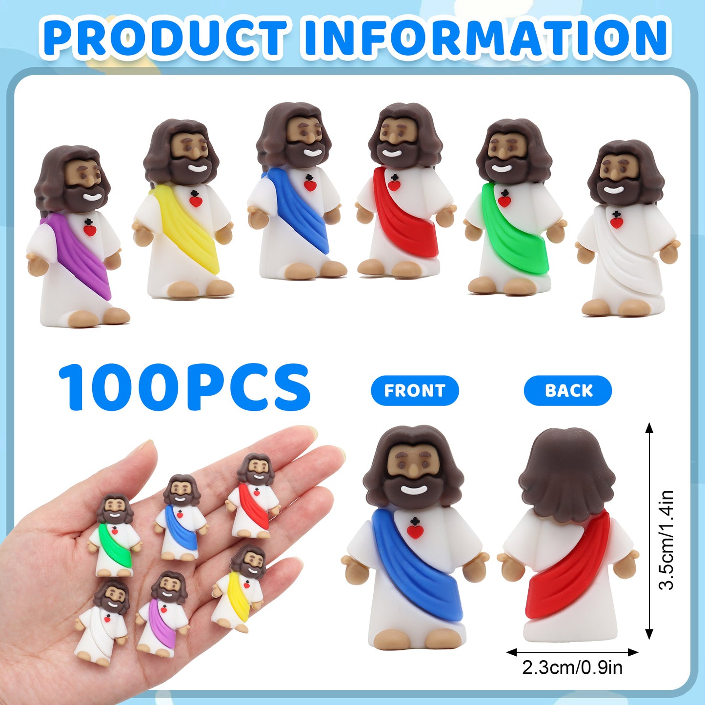 Little Jesus Figures with Heart and Cross-Brown