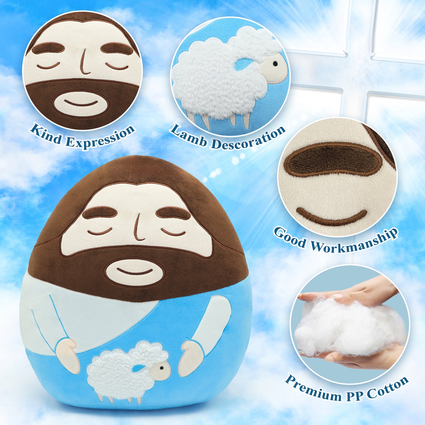 Jesus Plush Pillow with Lamb