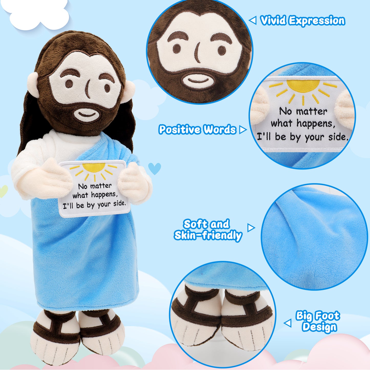 Blue Positive Jesus Plush Toy