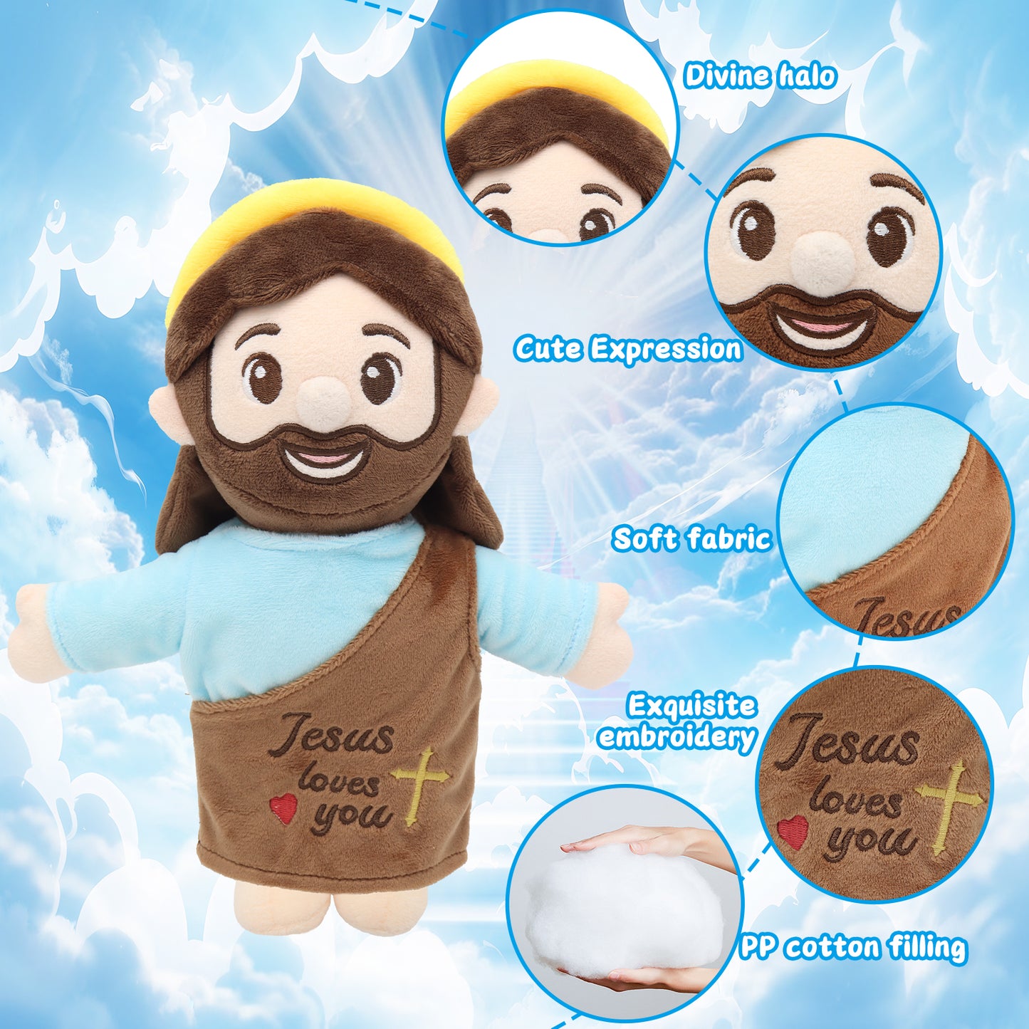 Cute Jesus Plush Toy with Halo