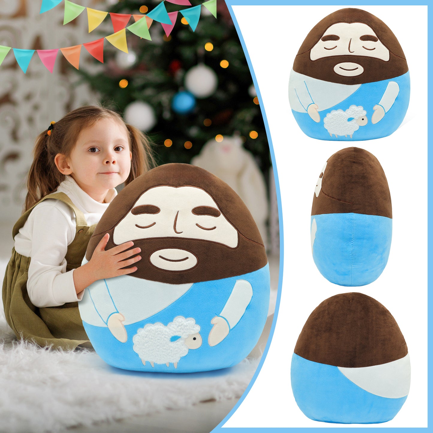 Jesus Plush Pillow with Lamb