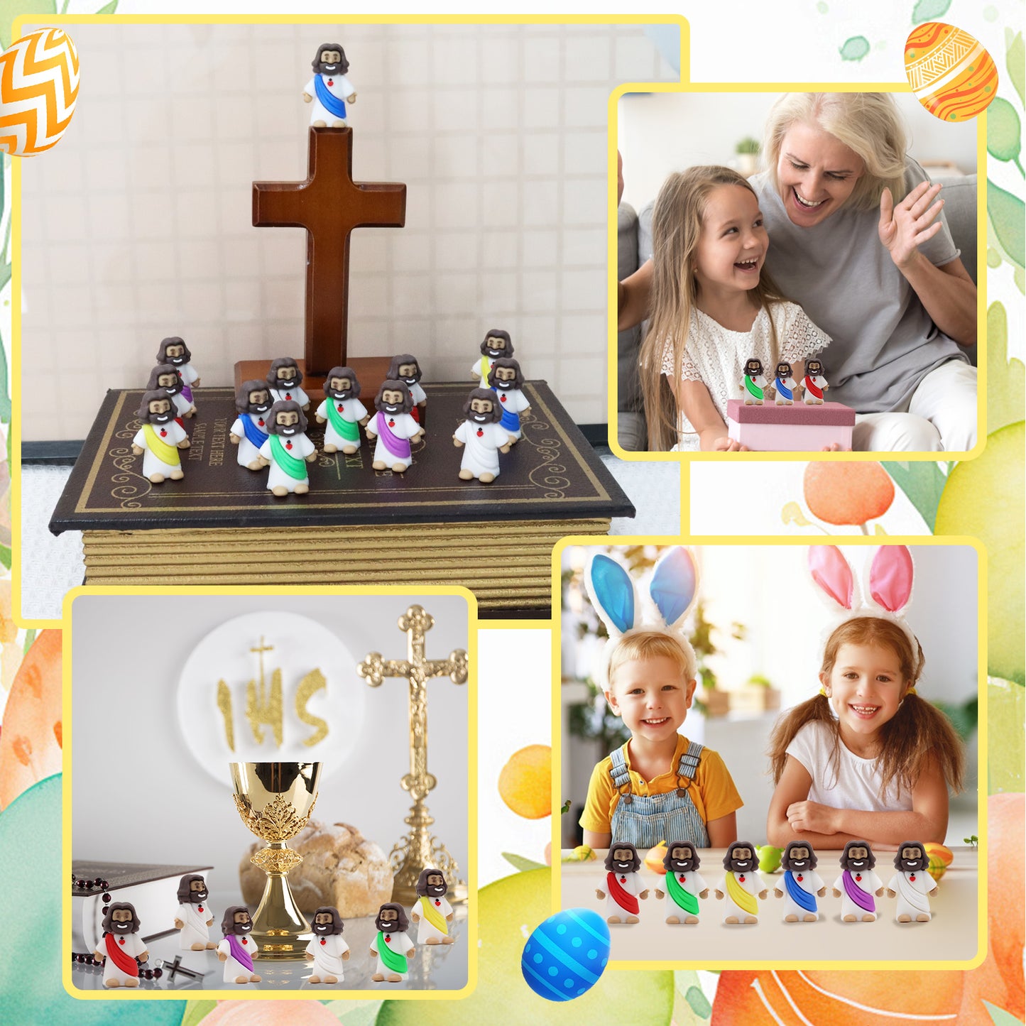 Little Jesus Figures with Heart and Cross-Brown