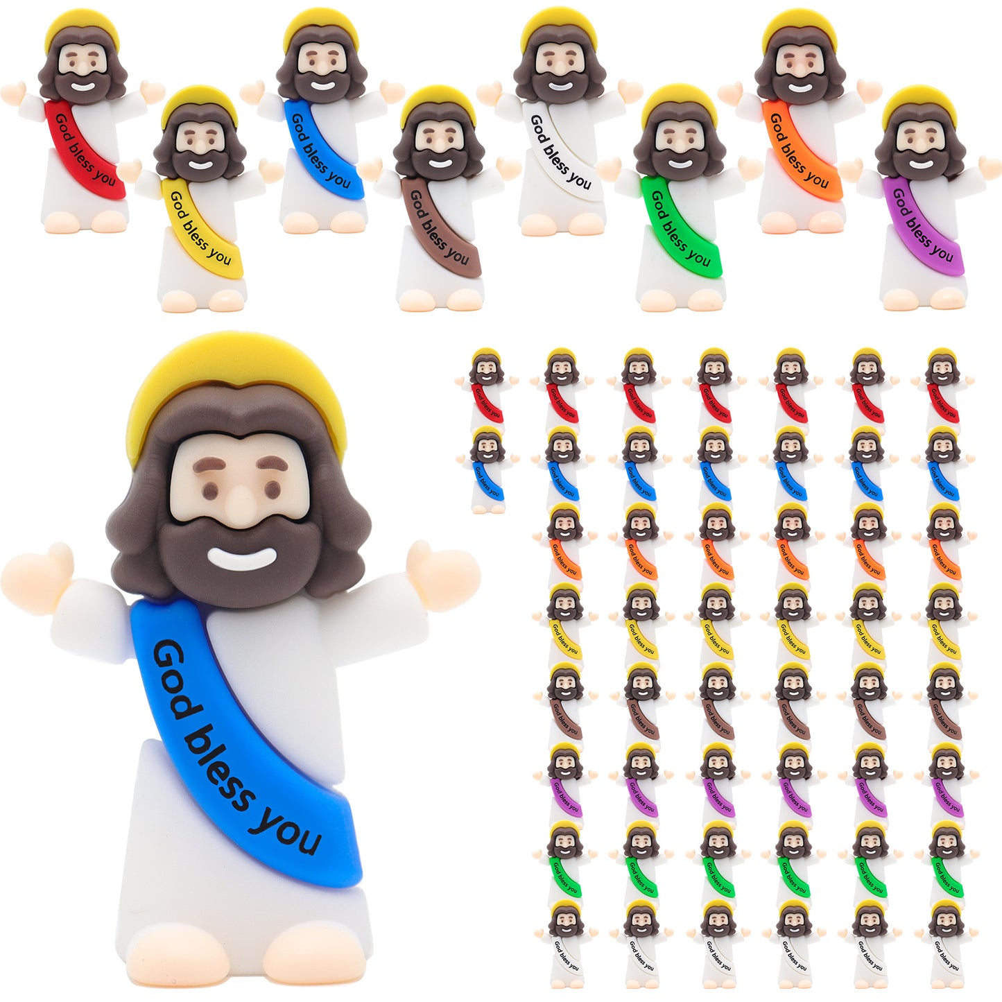 Little Jesus Figures with halo and Words-White