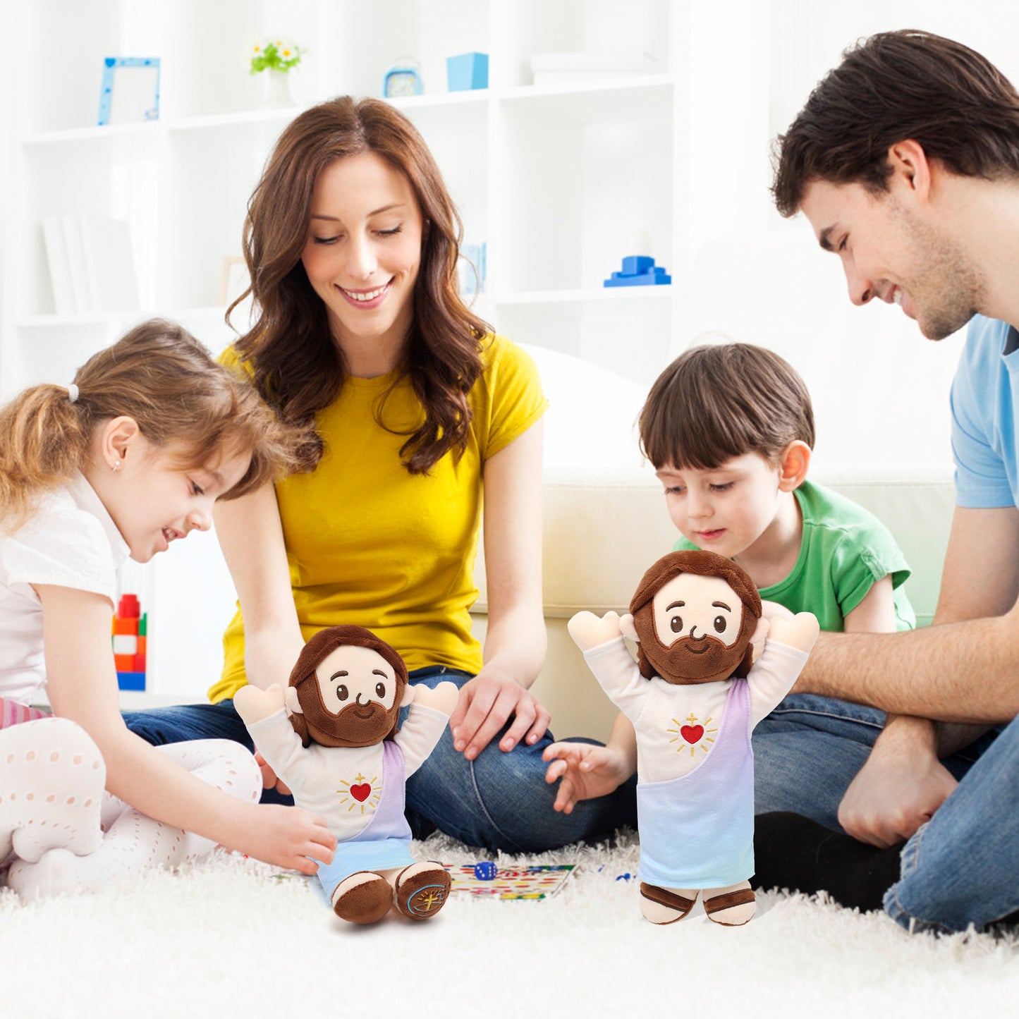 Gradient color Jesus Plush Toy with Heart