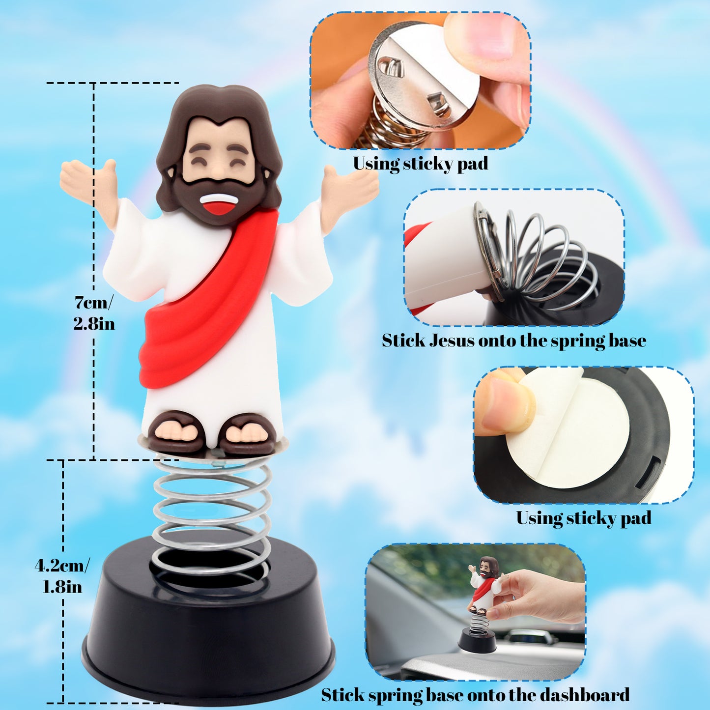 Bobblehead Jesus Figurine with Base
