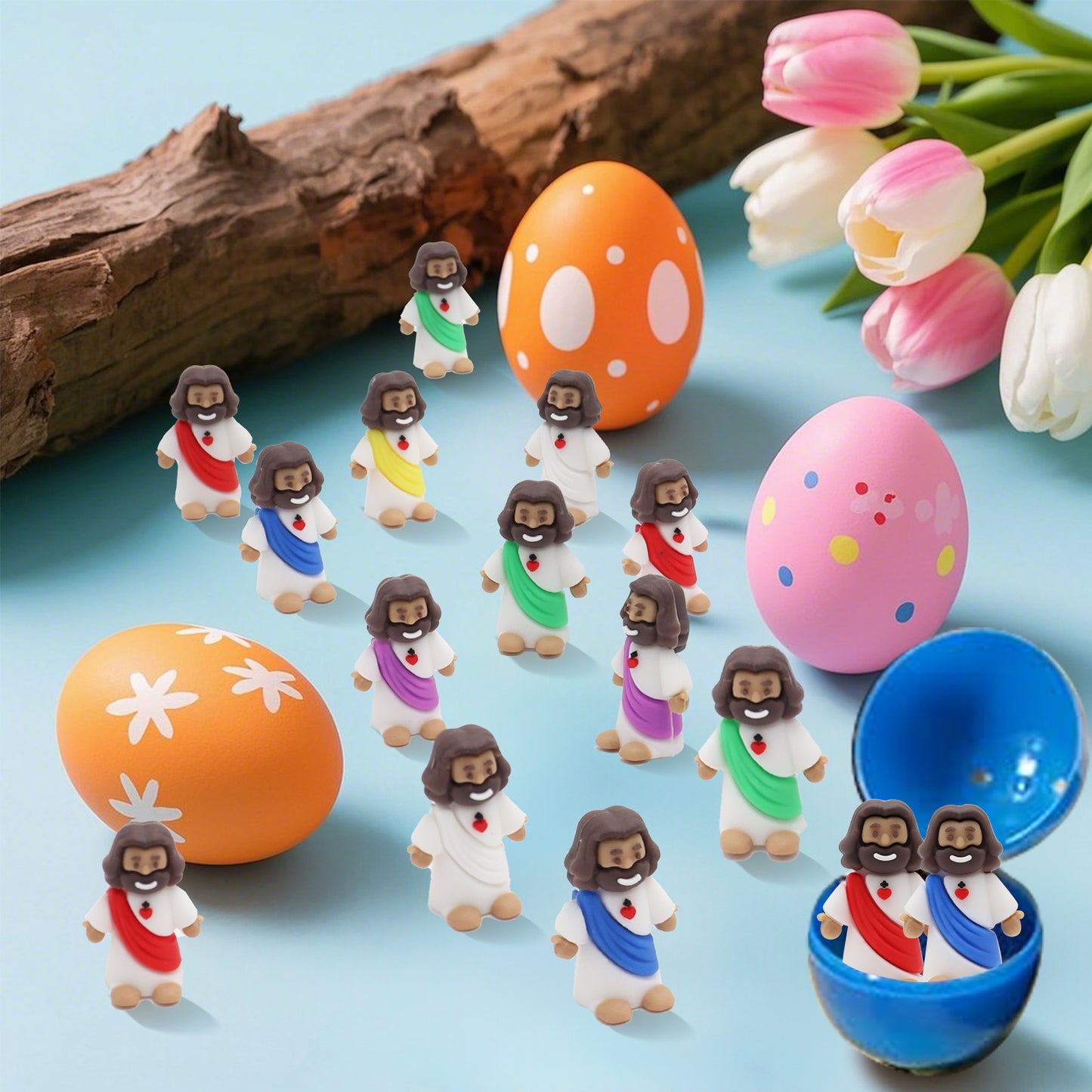 Little Jesus Figures with Heart and Cross-Brown