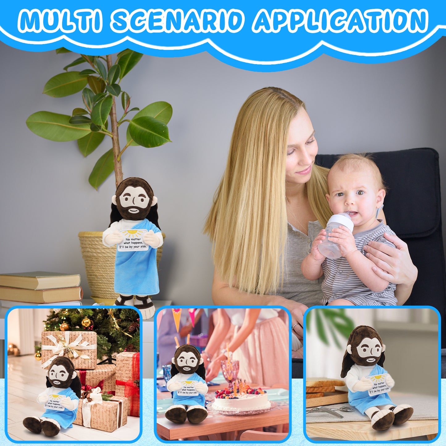 Blue Positive Jesus Plush Toy
