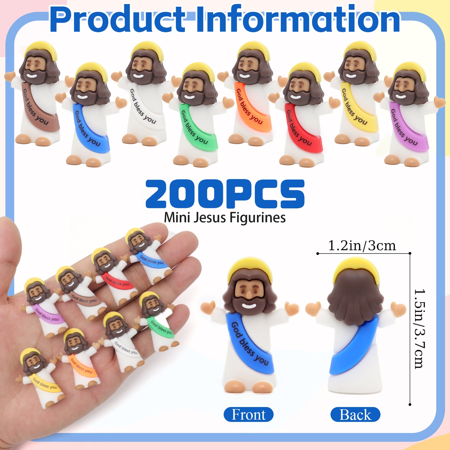 Little Jesus Figures with halo and Words-Brown
