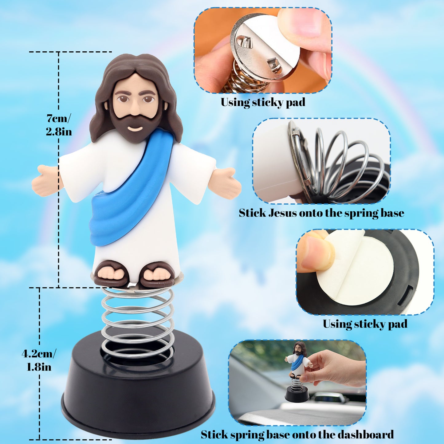 Bobblehead Jesus Figurine with Base