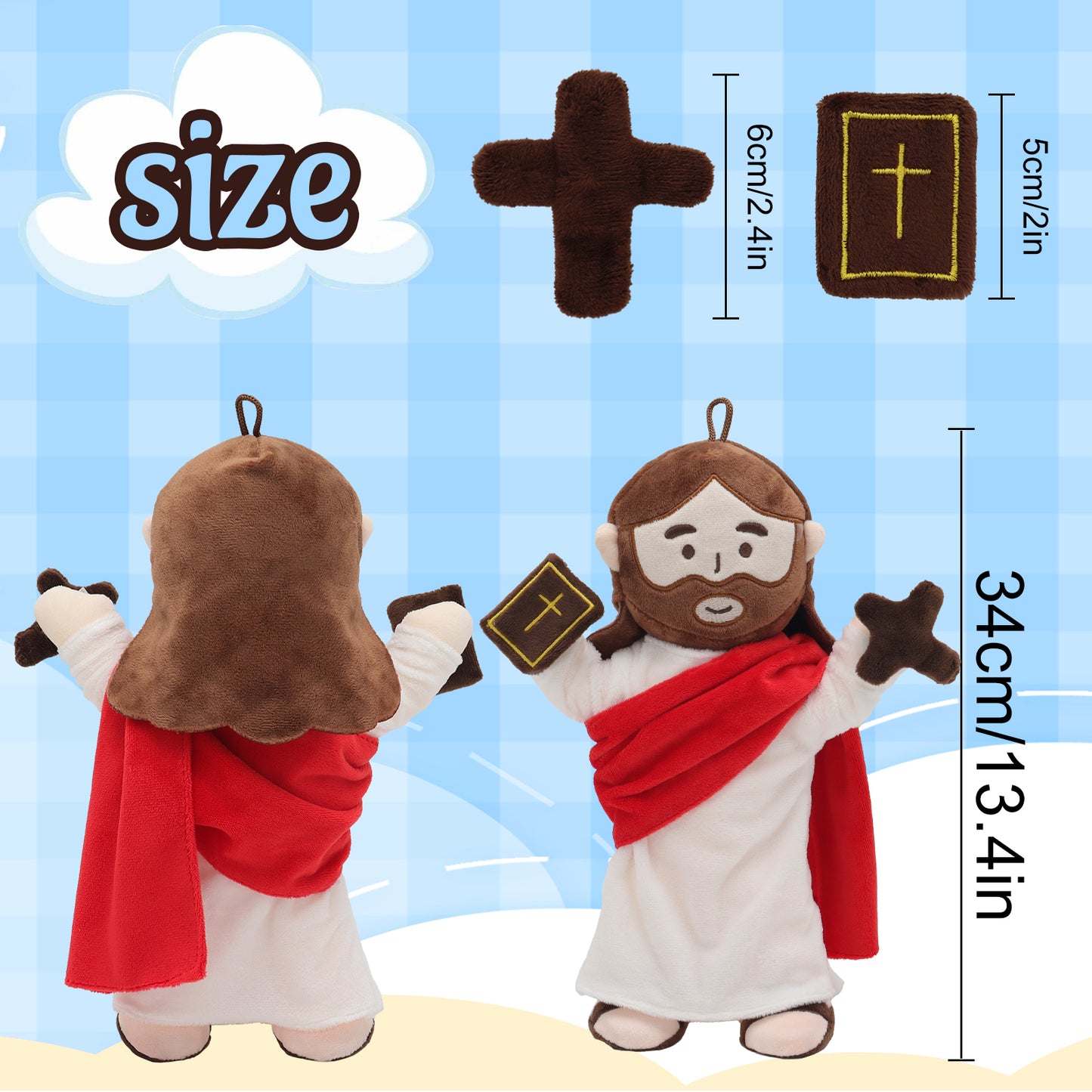 Jesus Plush with Jointed Skeleton-Blue/Red