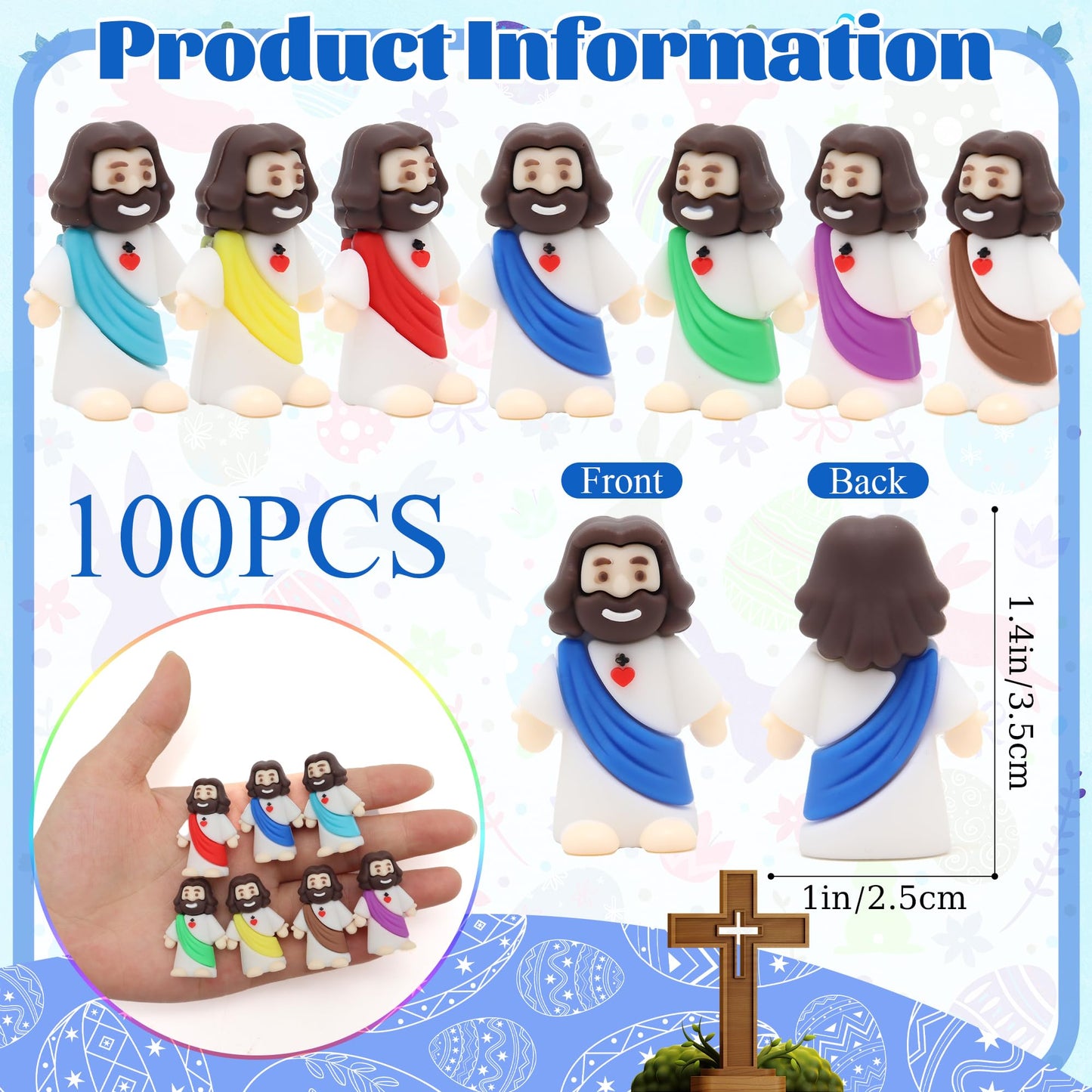 Little Jesus Figures with Heart and Cross-White