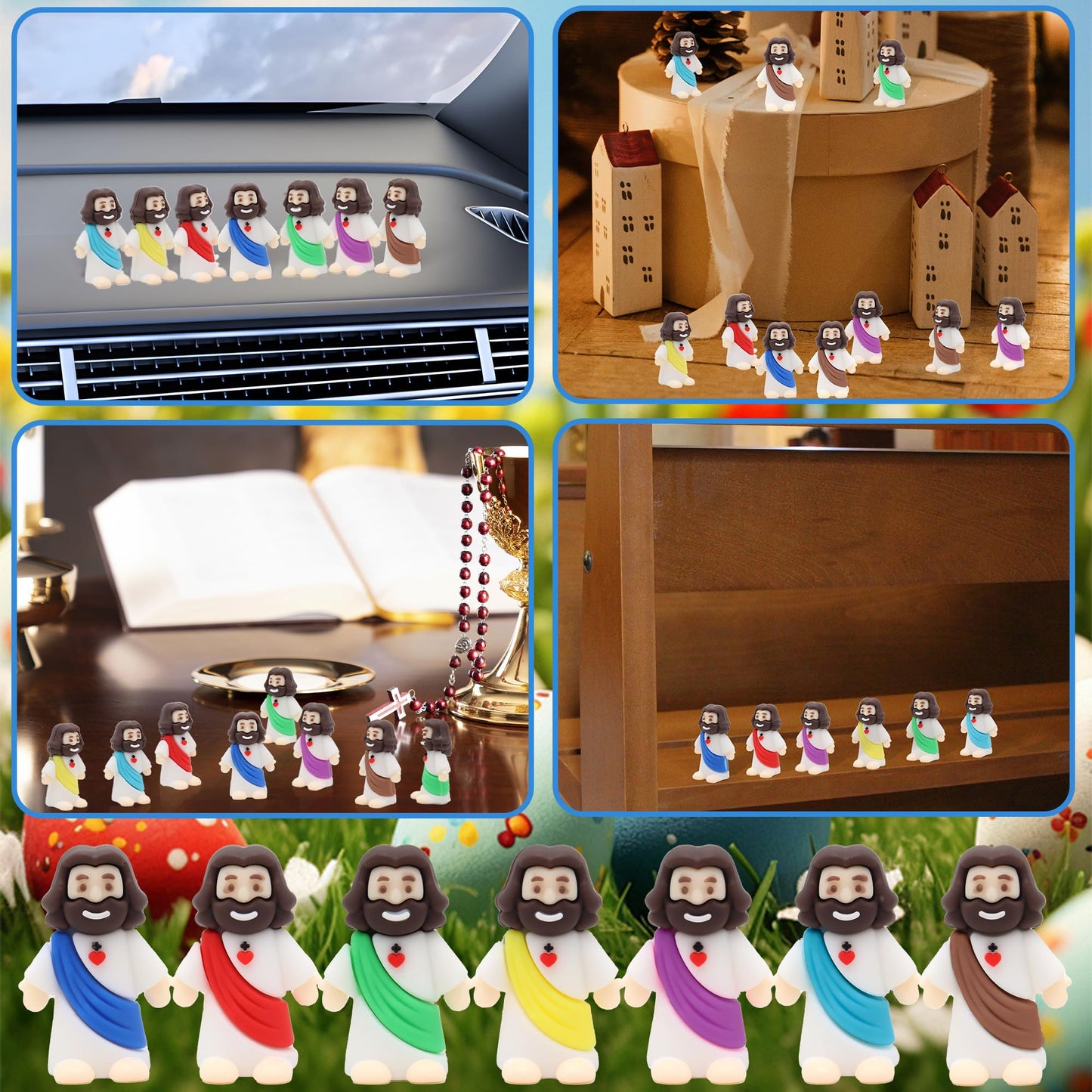 Little Jesus Figures with Heart and Cross-White