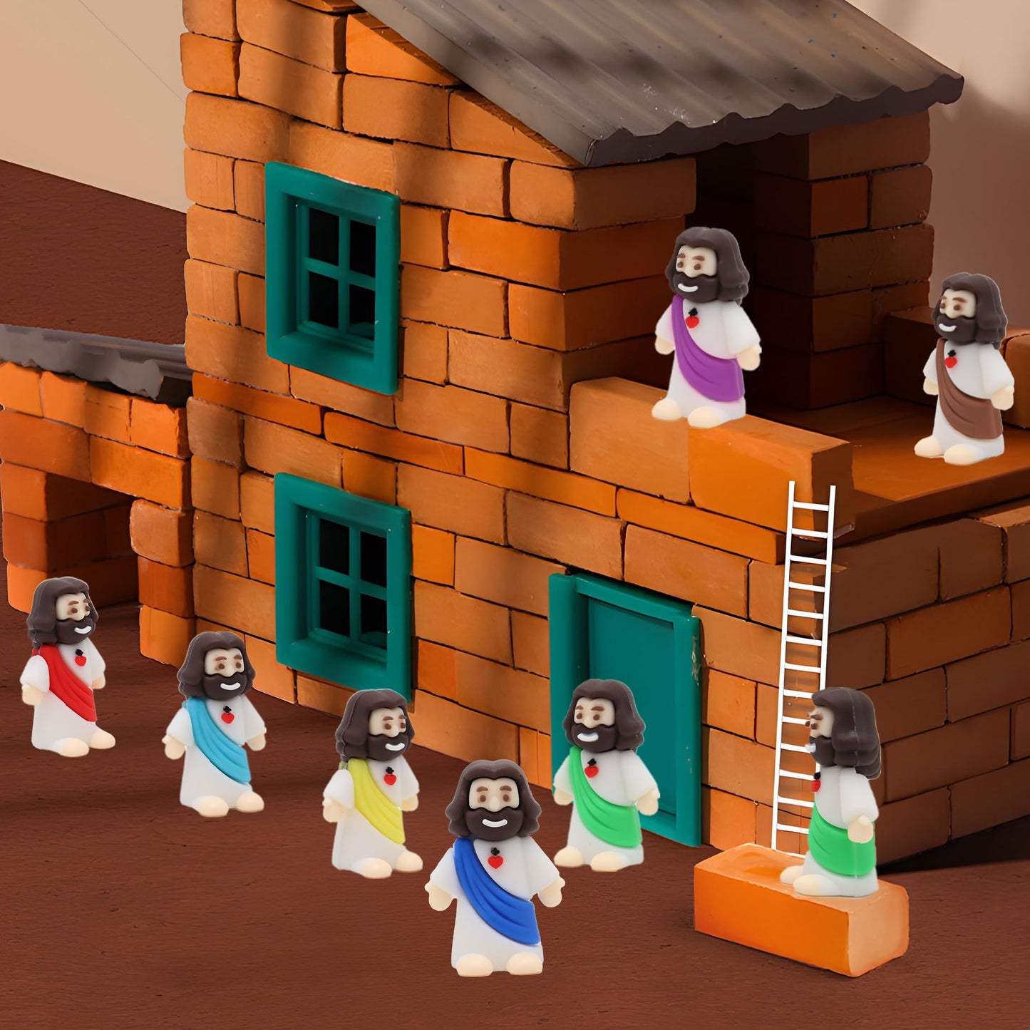 Little Jesus Figures with Heart and Cross-White