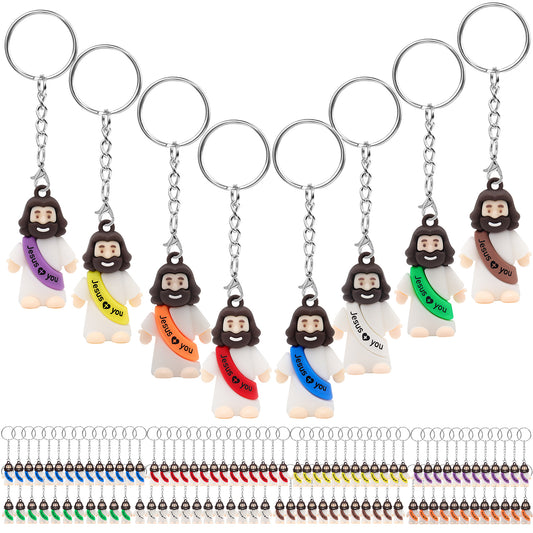 Mini Jesus Figures Keychain with Words