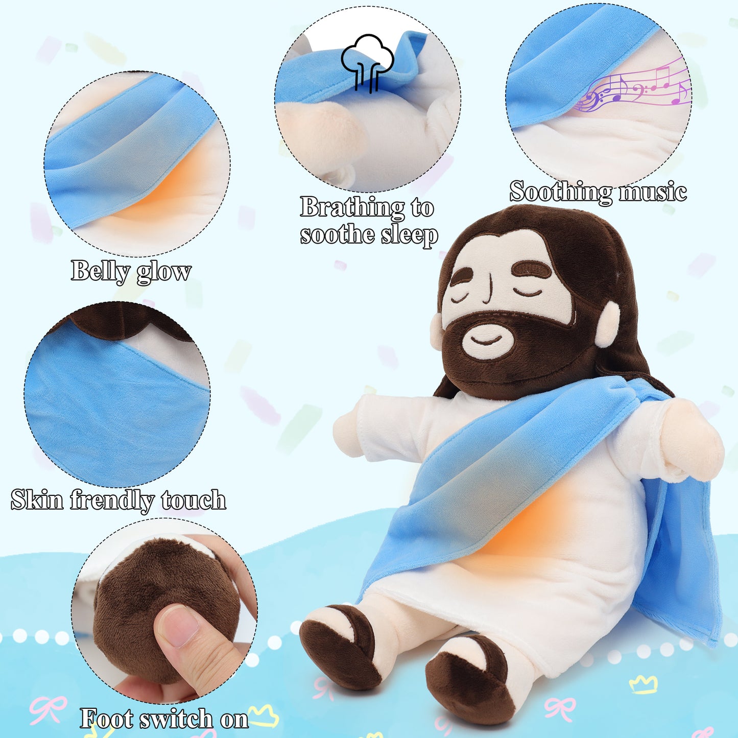 Breathing Jesus Plush Toy-Blue Jesus