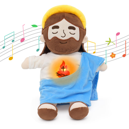 Breathing Jesus Plush Toy with Yellow Halo - Blue