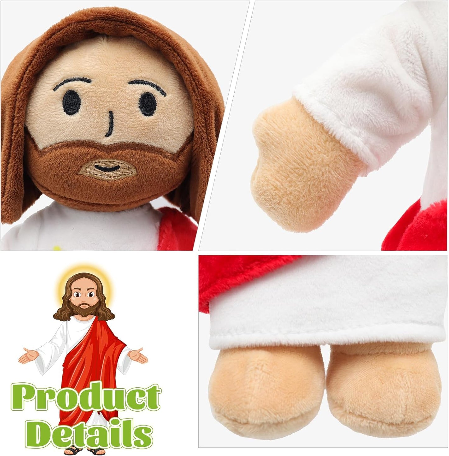 Red Sacred Heart of Jesus Plush-White/Brown