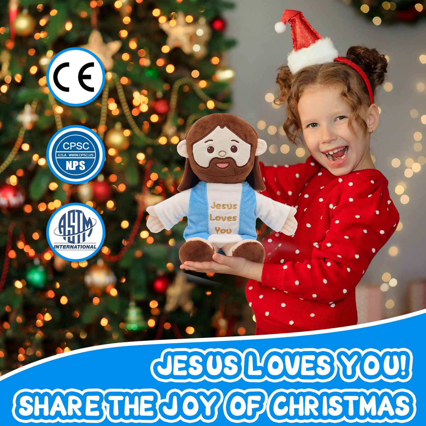 Jesus Plush Toy with Built-in Rattle