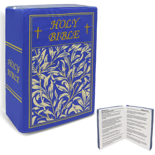 Holy Bible Pillow with Leaf Cover - Blue