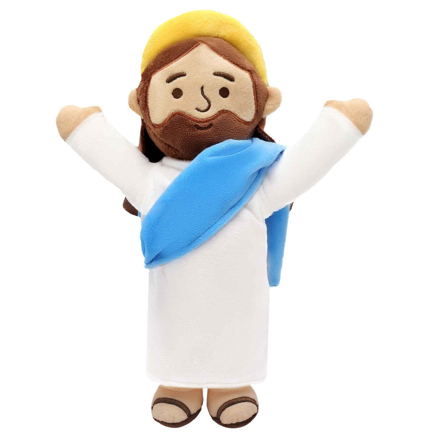 Blue Jesus plush with Hands Upwards-White/Brown