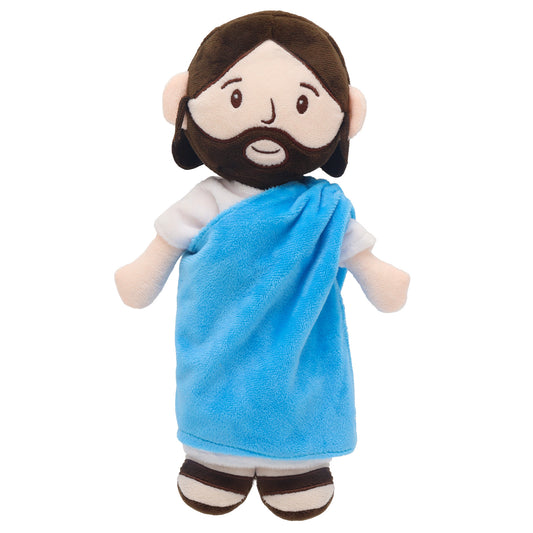 Blue Jesus Plush Toy-White/Brown