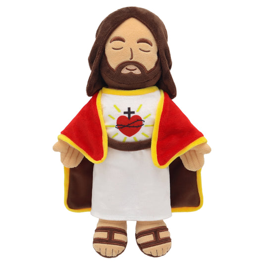 Jesus Plush with Red Gold-Trimmed Shawl