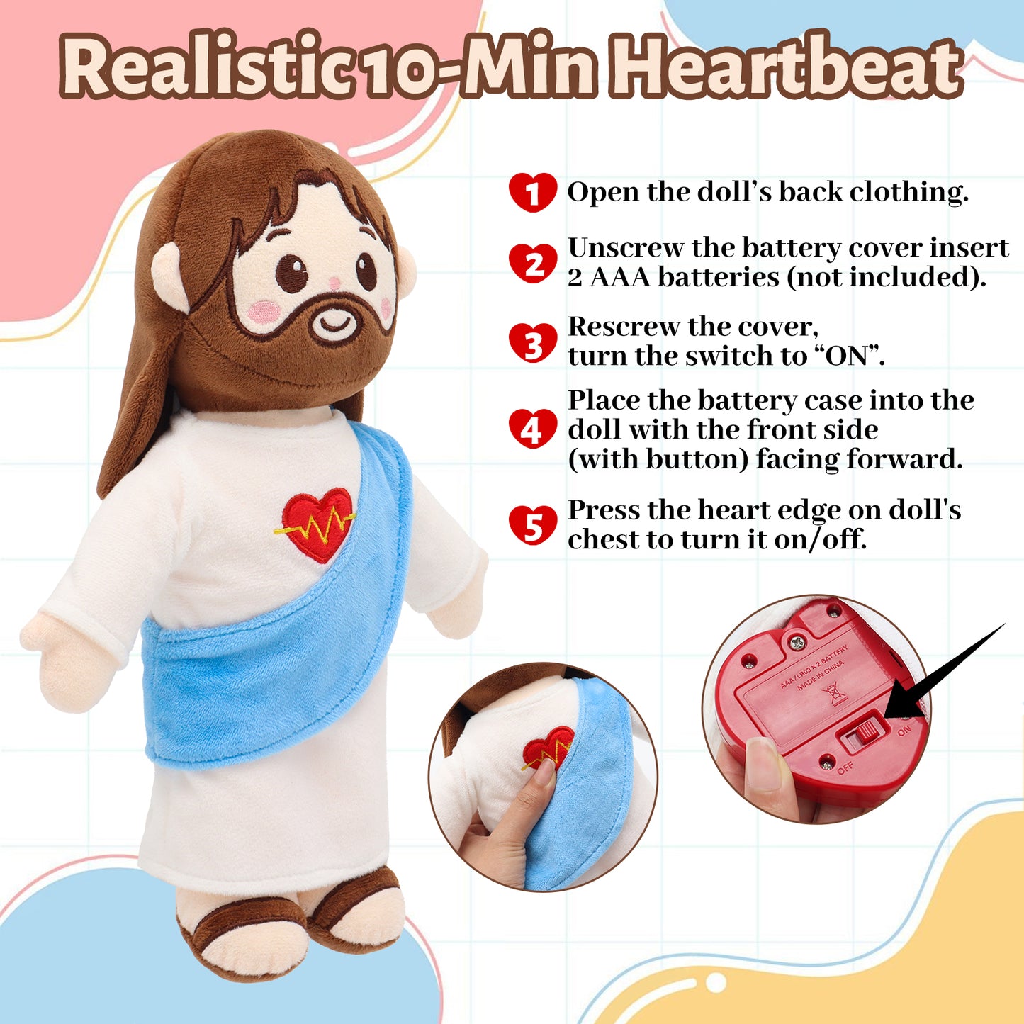 Jesus Plush Heartbeat Vibration