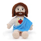 Blue Sacred Heart of Jesus Plush-White/Brown