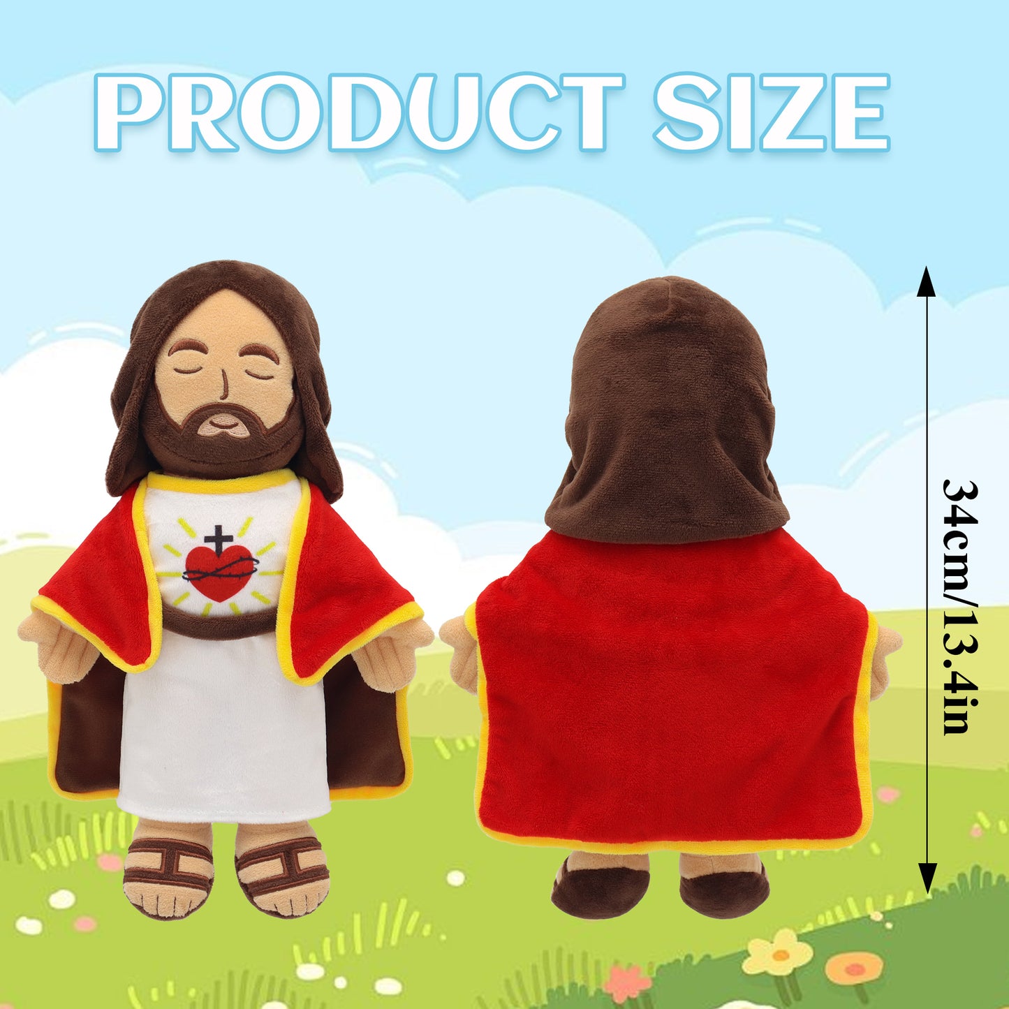 Jesus Plush with Red Gold-Trimmed Shawl