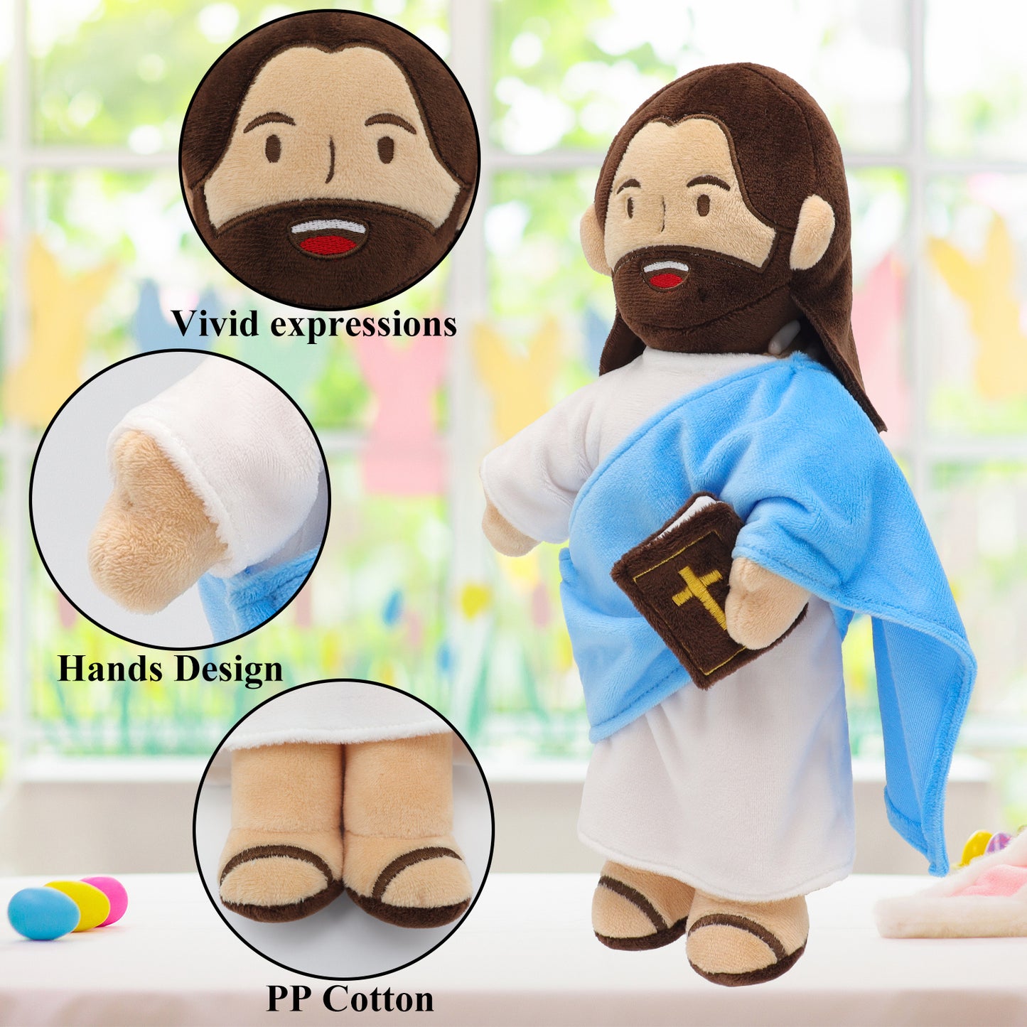 The Talking Jesus Plush Toy-Blue(White/Brown)