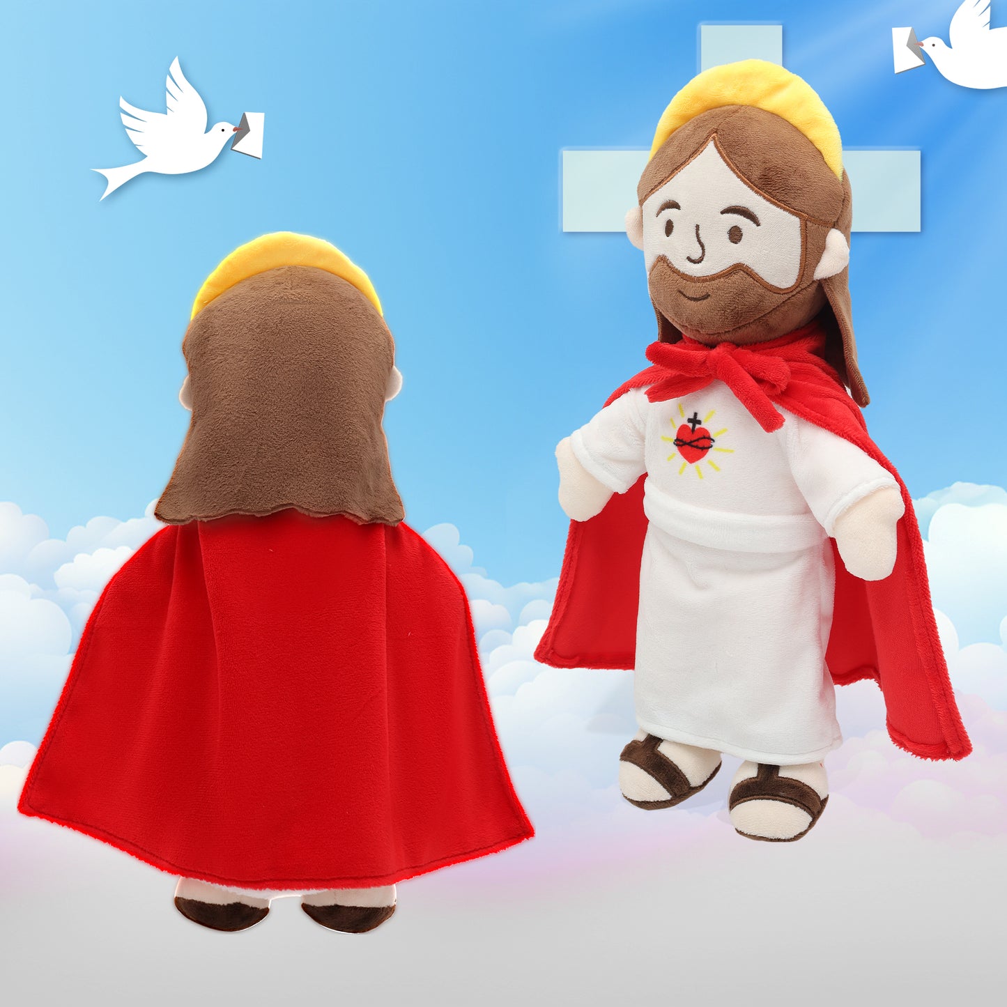 Jesus Plush Toy with Cape-Red