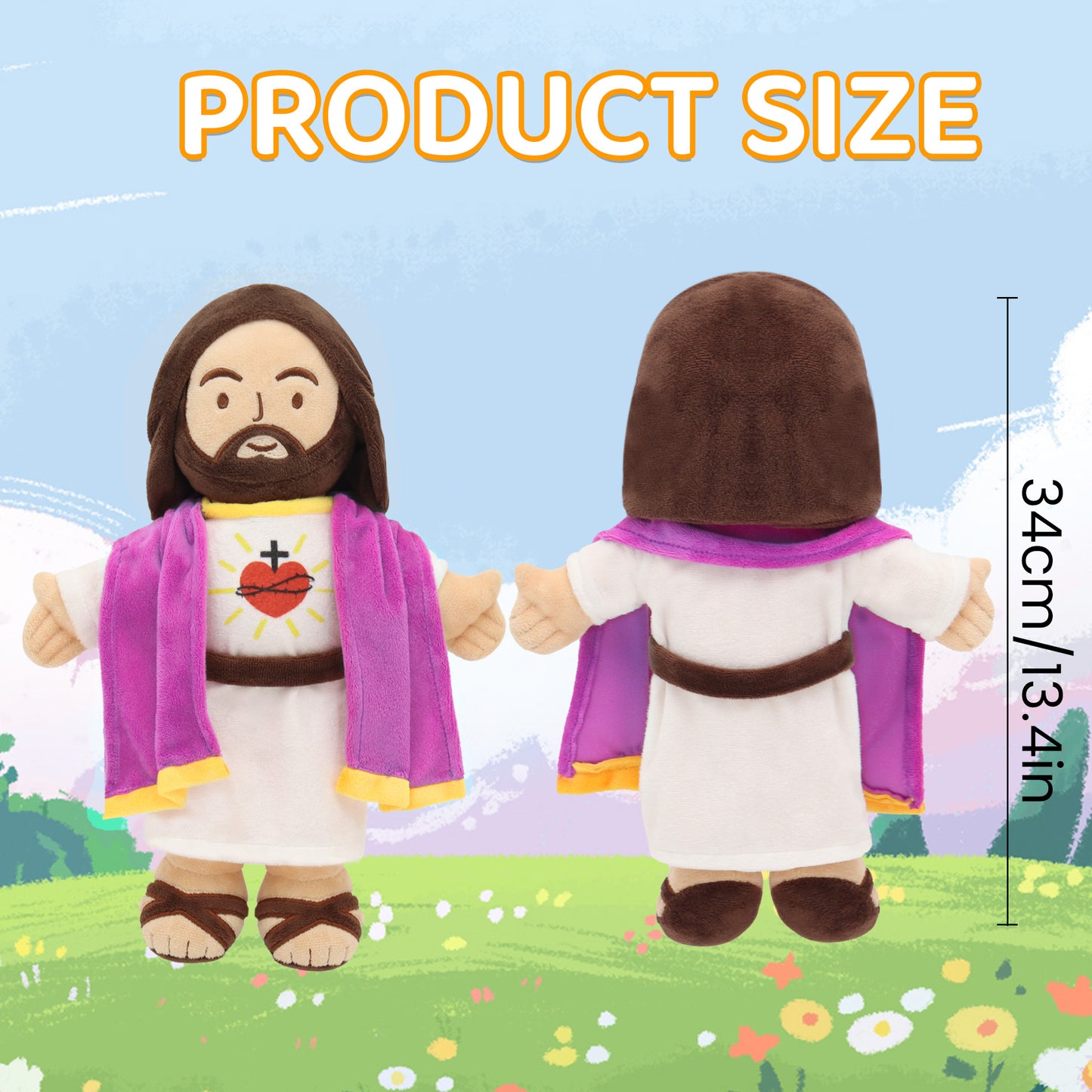 Purple Jesus Plush with Gold-Trimmed