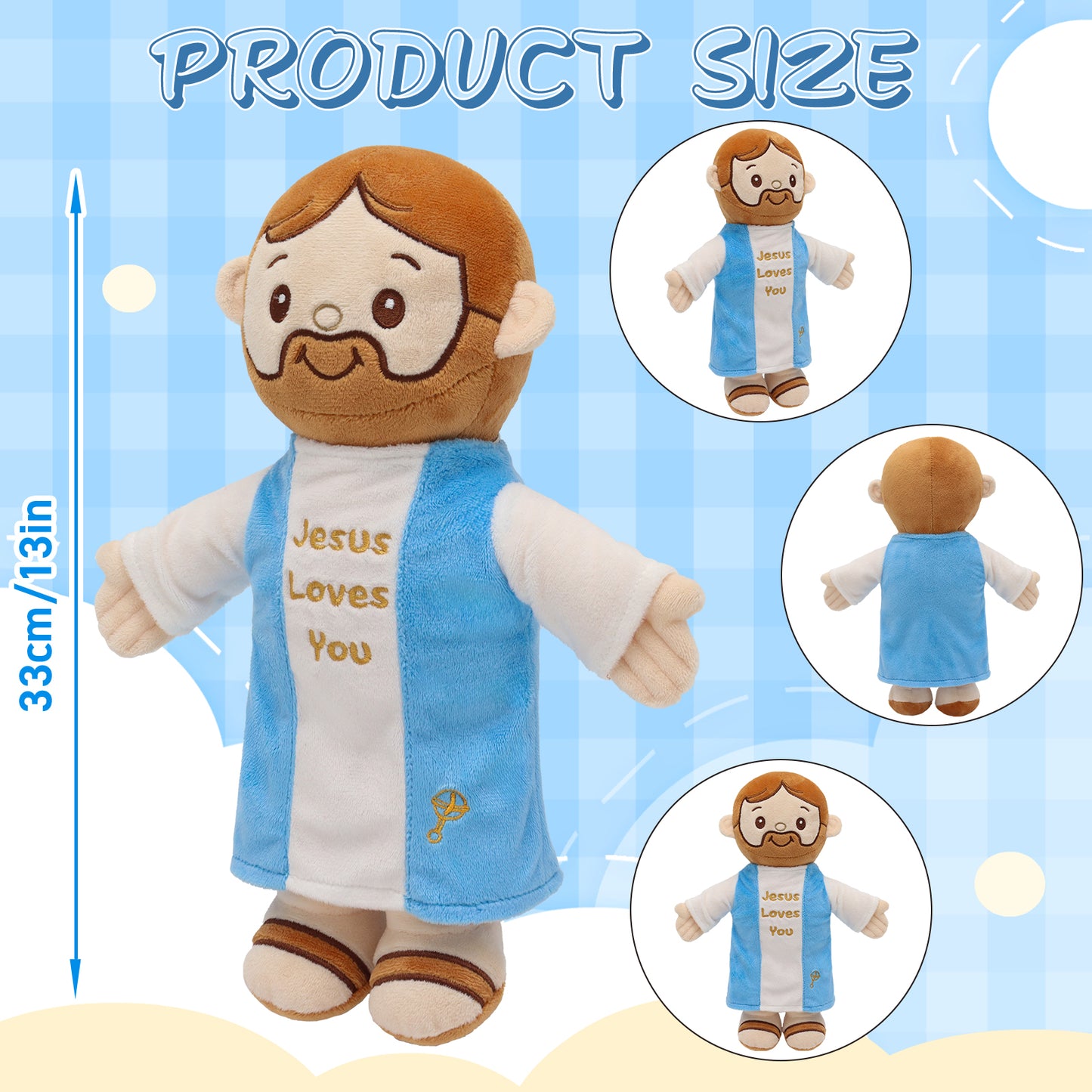 Jesus Plush Toy with Built-in Rattle