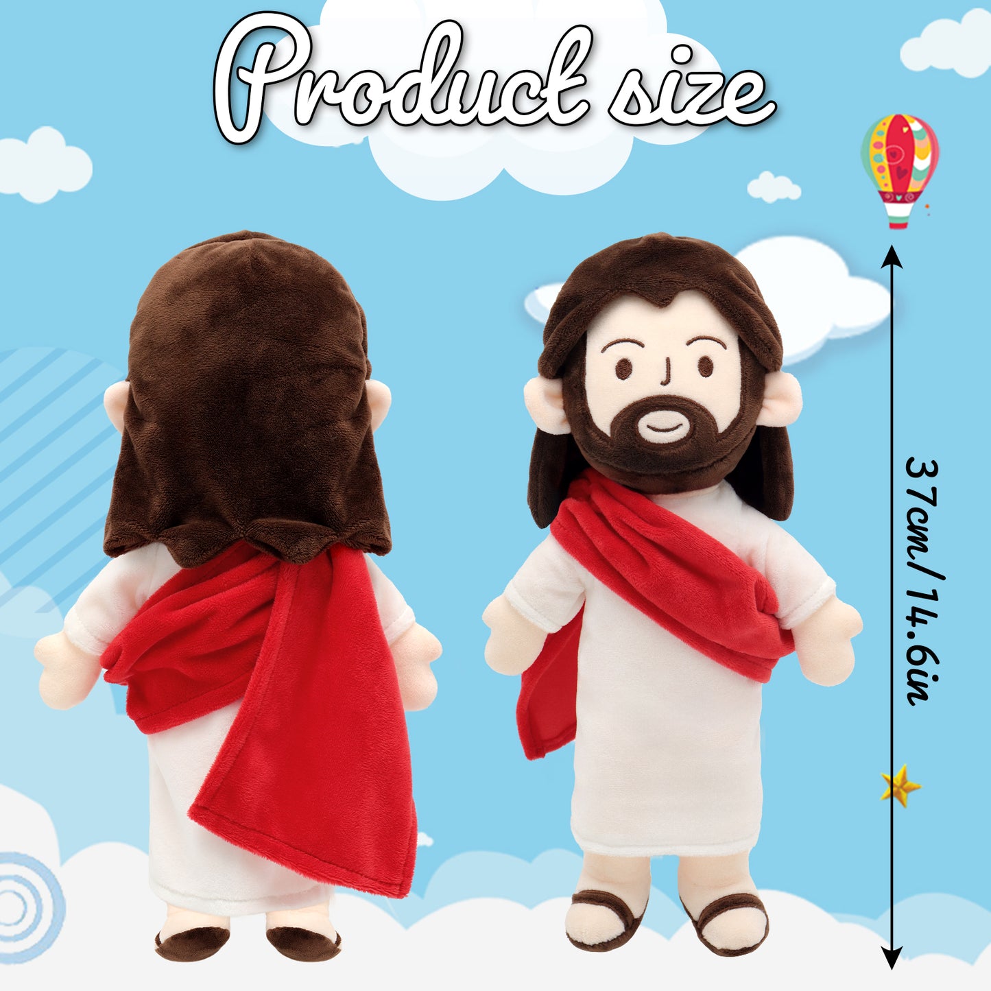 Jesus Plush Toy - Purple/Red/Blue